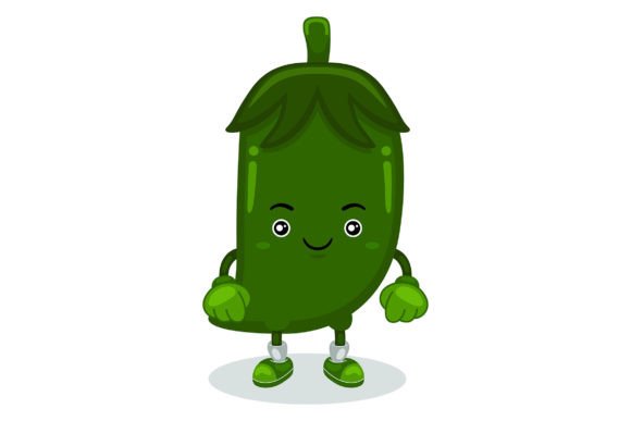 Cute Green Chili Mascot Character Vector Graphics and Illustrations