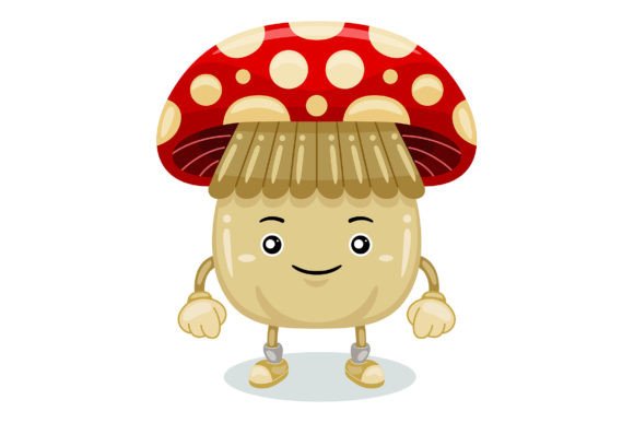 Cute Mushroom Mascot Character Vector Graphics and Illustrations