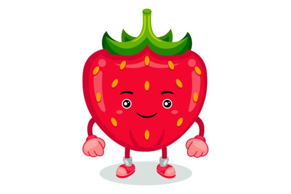 Cute Strawberry Mascot Character Vector Graphics & Illustrations