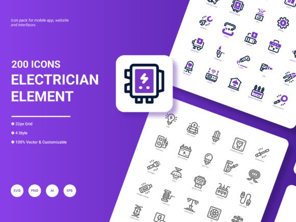 Electrician Element Icon Pack Graphics and Icons Review